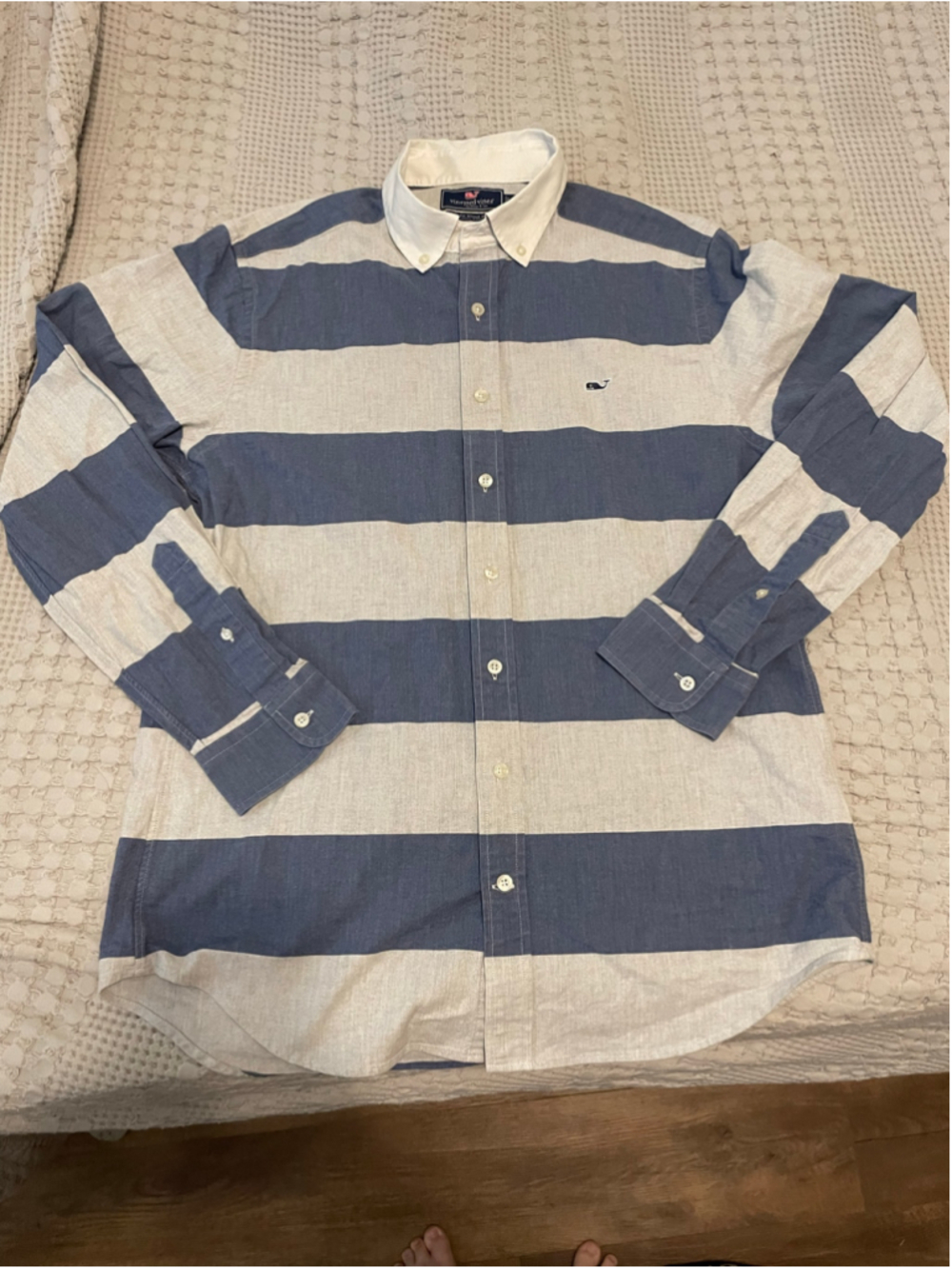 Men's Vineyard Vines Striped Button Down Shirt, Size M, Blue